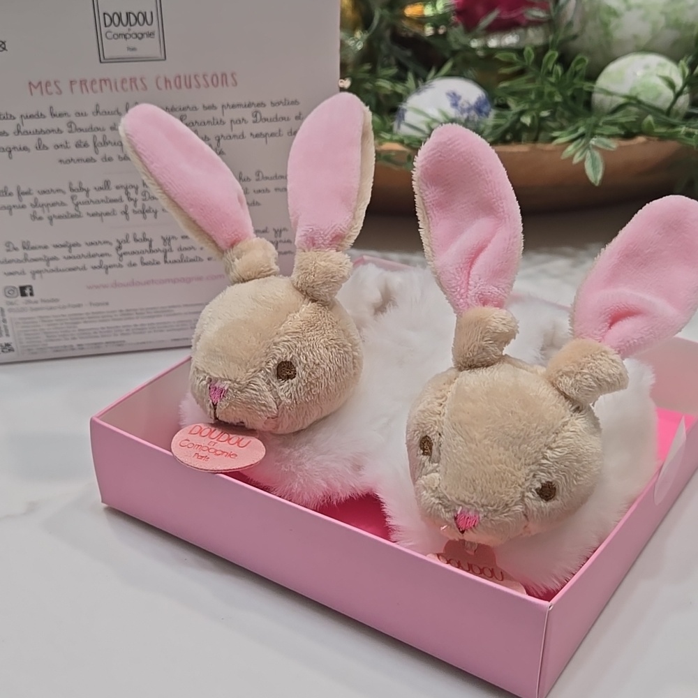 DouDou Compagnie Paris Bunny Slipper Booties NEW